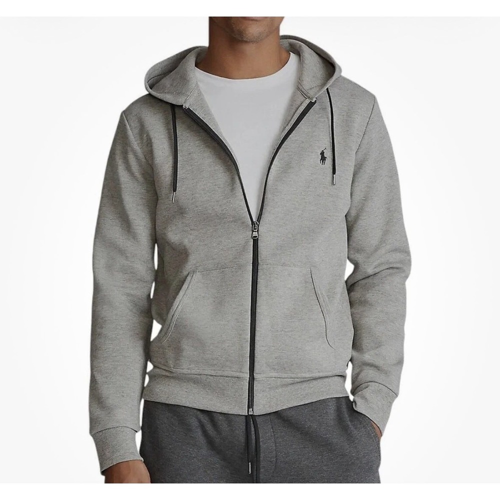 Polo Ralph Lauren Men's Classic Double-Knit Full Zip Hoodie Sz XL Gray Preppy